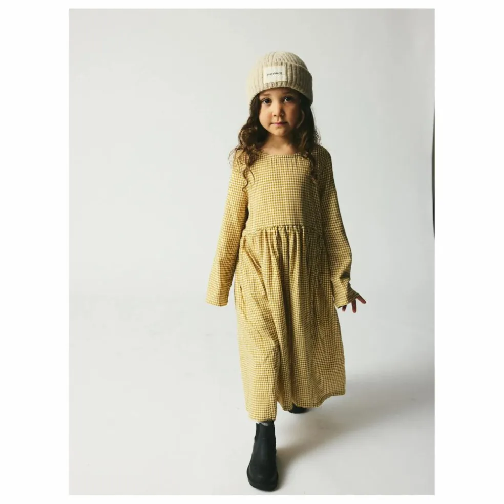 Robe Midi Vita Carreaux Coton Bio | Beige