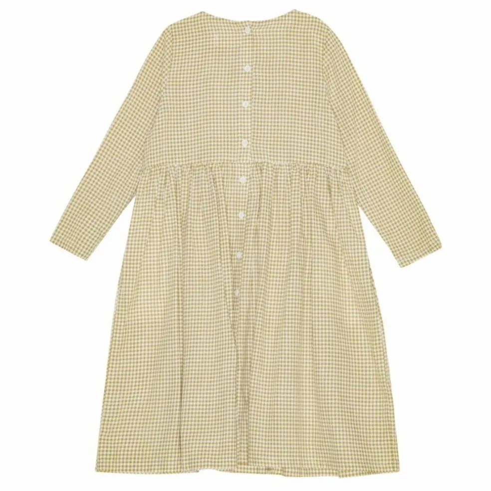 Robe Midi Vita Carreaux Coton Bio | Beige