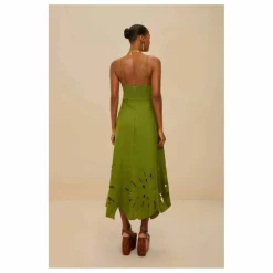 Robe Monstera Brodée Lin | Vert