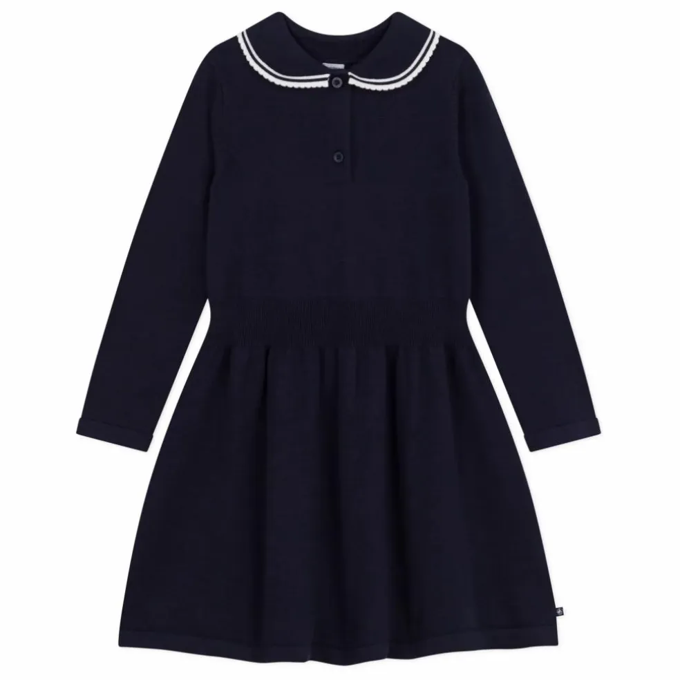 Robe Pull Col Claudine Coton Bio | Bleu marine