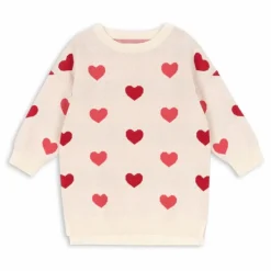 Robe Pull Lapis Cœurs Coton Bio | Rose pâle