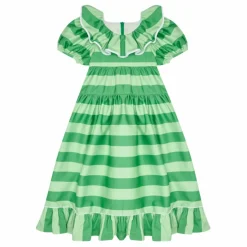 Robe Rayée Popeline de Coton | Vert