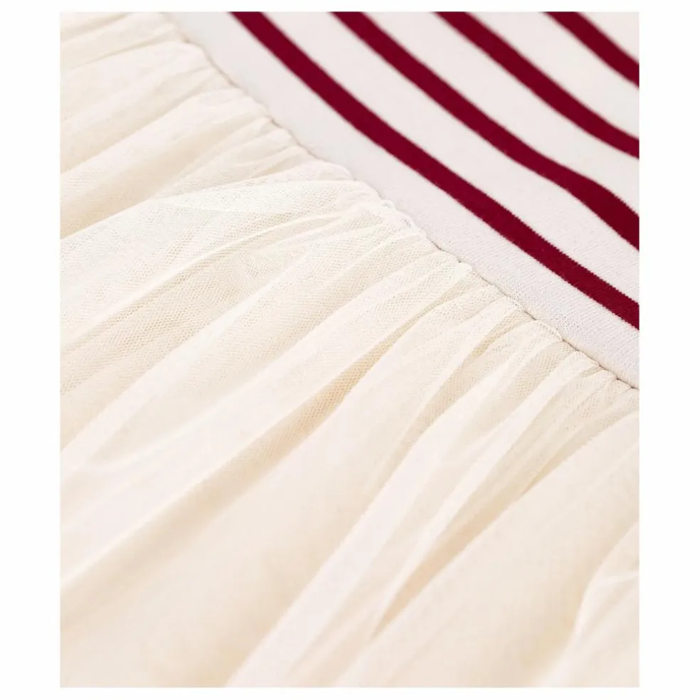 Robe Rayée Tulle | Ecru