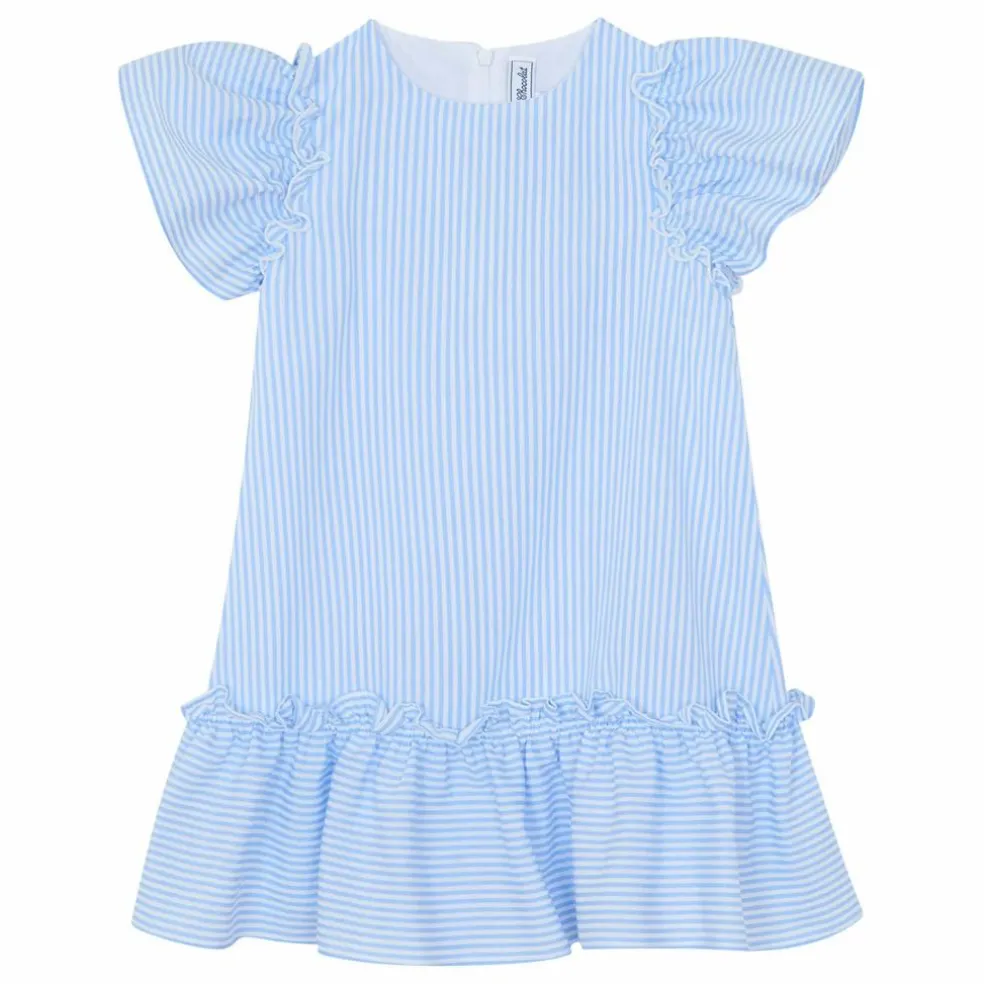 Robe Rayée Volants | Bleu