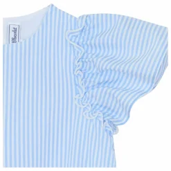 Robe Rayée Volants | Bleu