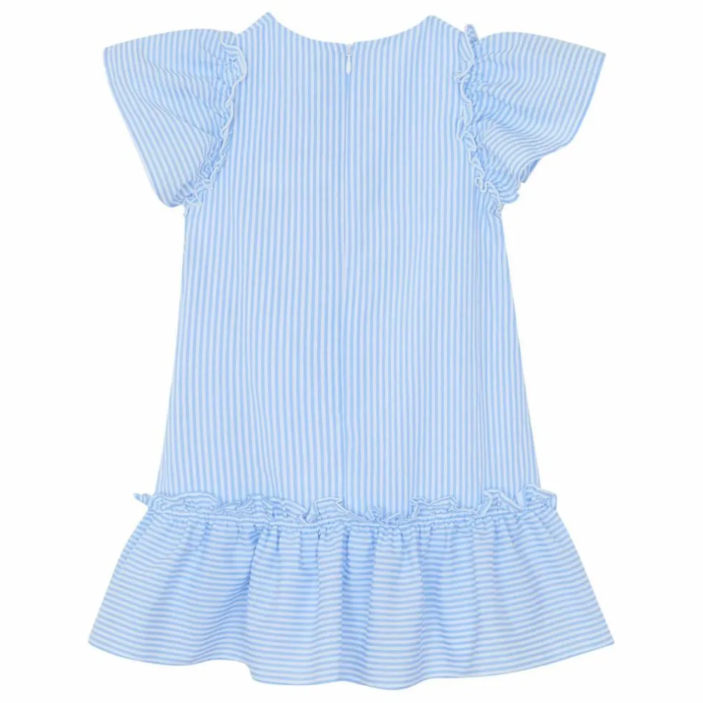 Robe Rayée Volants | Bleu