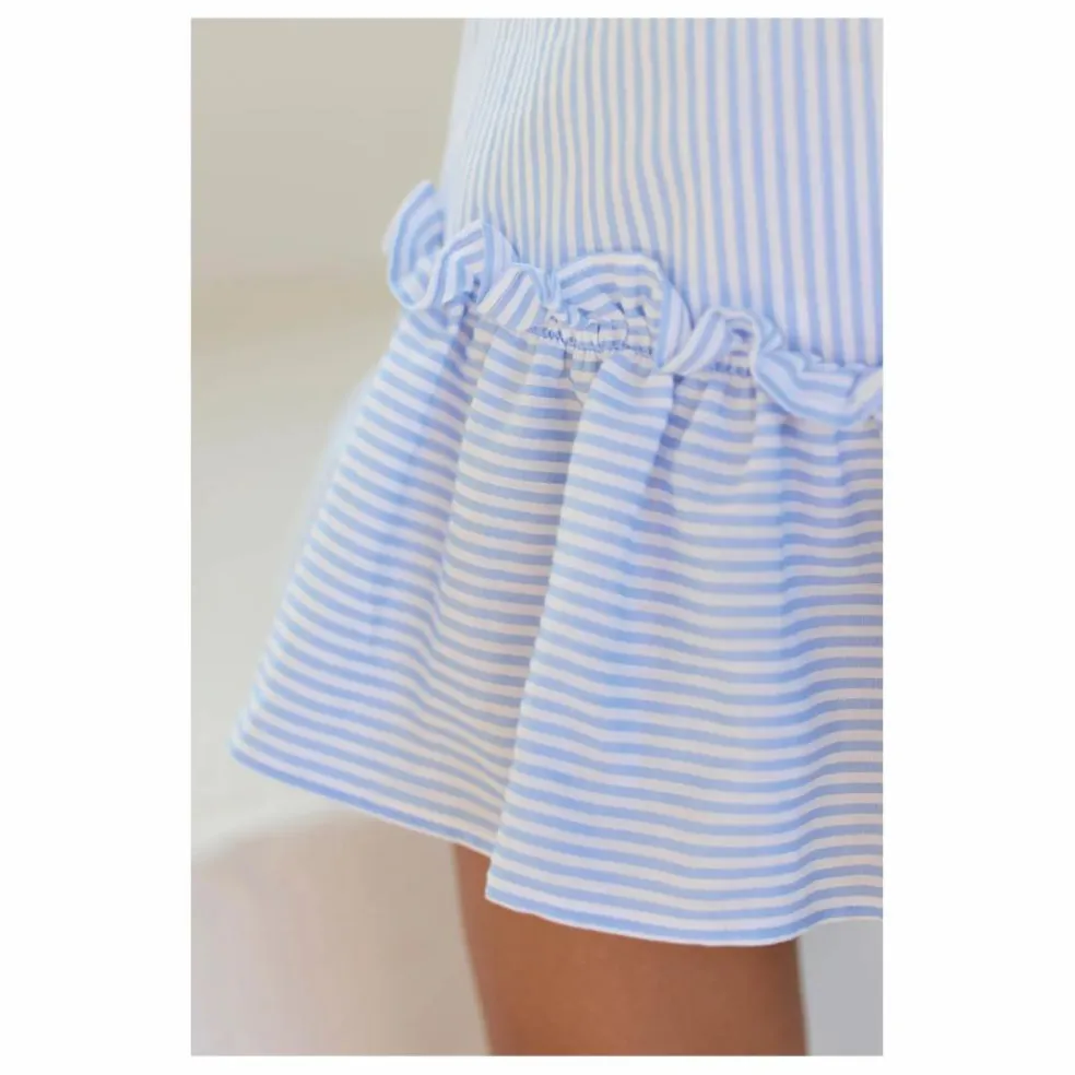 Robe Rayée Volants | Bleu