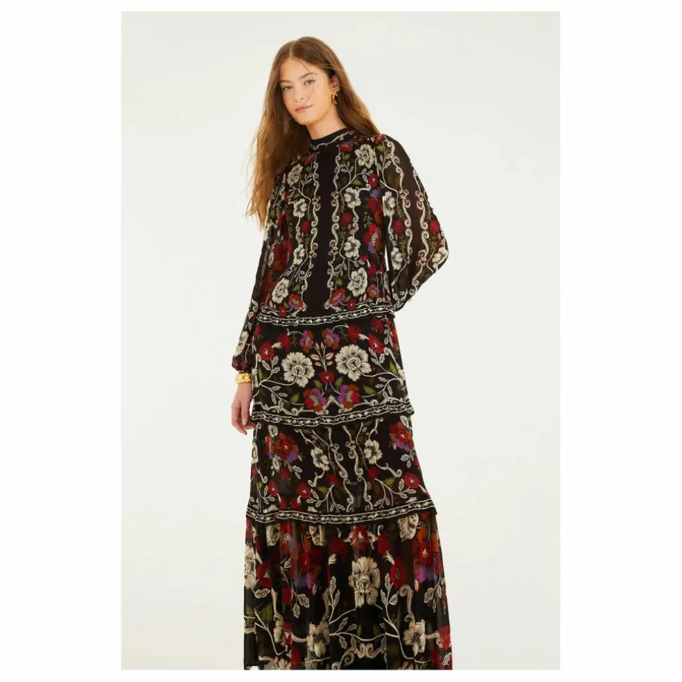 Robe Rococo Flowers | Noir