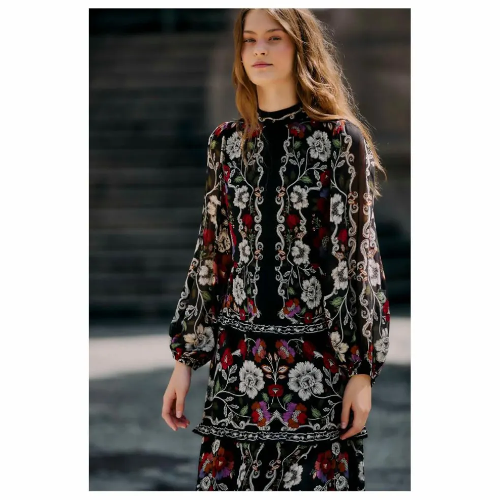 Robe Rococo Flowers | Noir