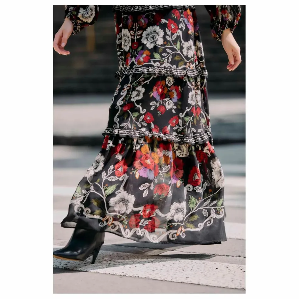 Robe Rococo Flowers | Noir