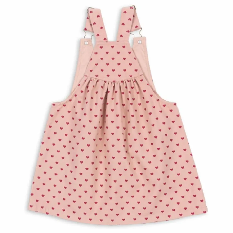 Robe Salopette Nola Cœurs Coton Bio | Rose