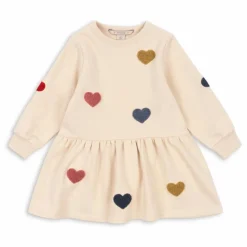 Robe Sweat Lou Cœurs Coton Bio | Rose pêche