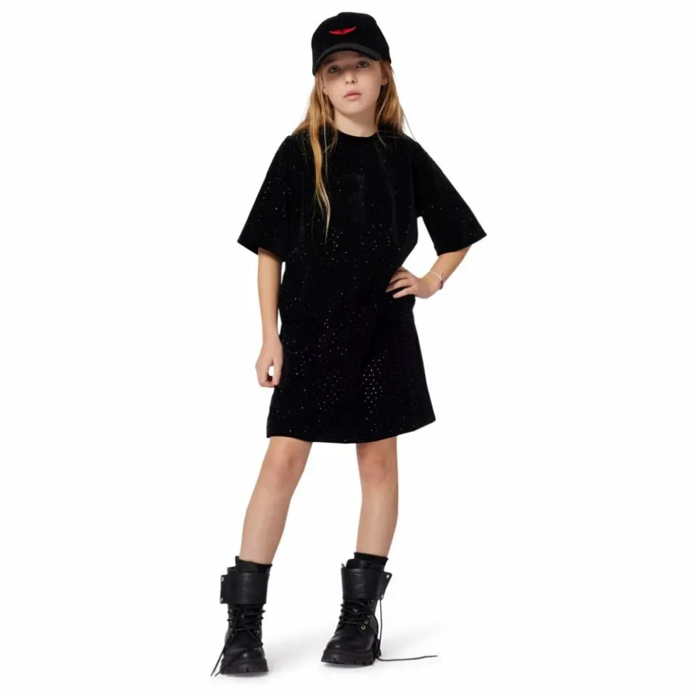 Robe T-shirt Pailletée | Noir