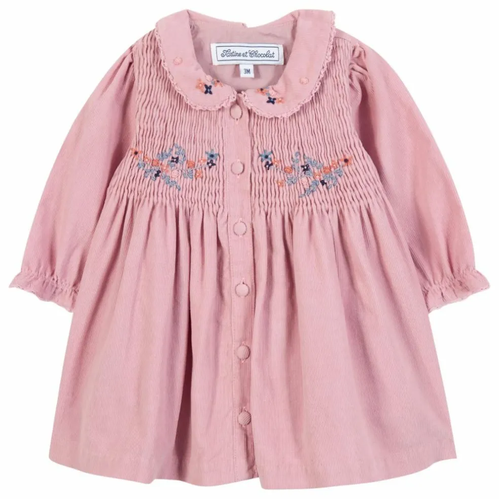 Robe Velours Côtelé | Rose pâle
