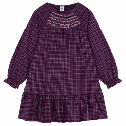 Robe Volants Carreaux Coton Bio | Bleu marine