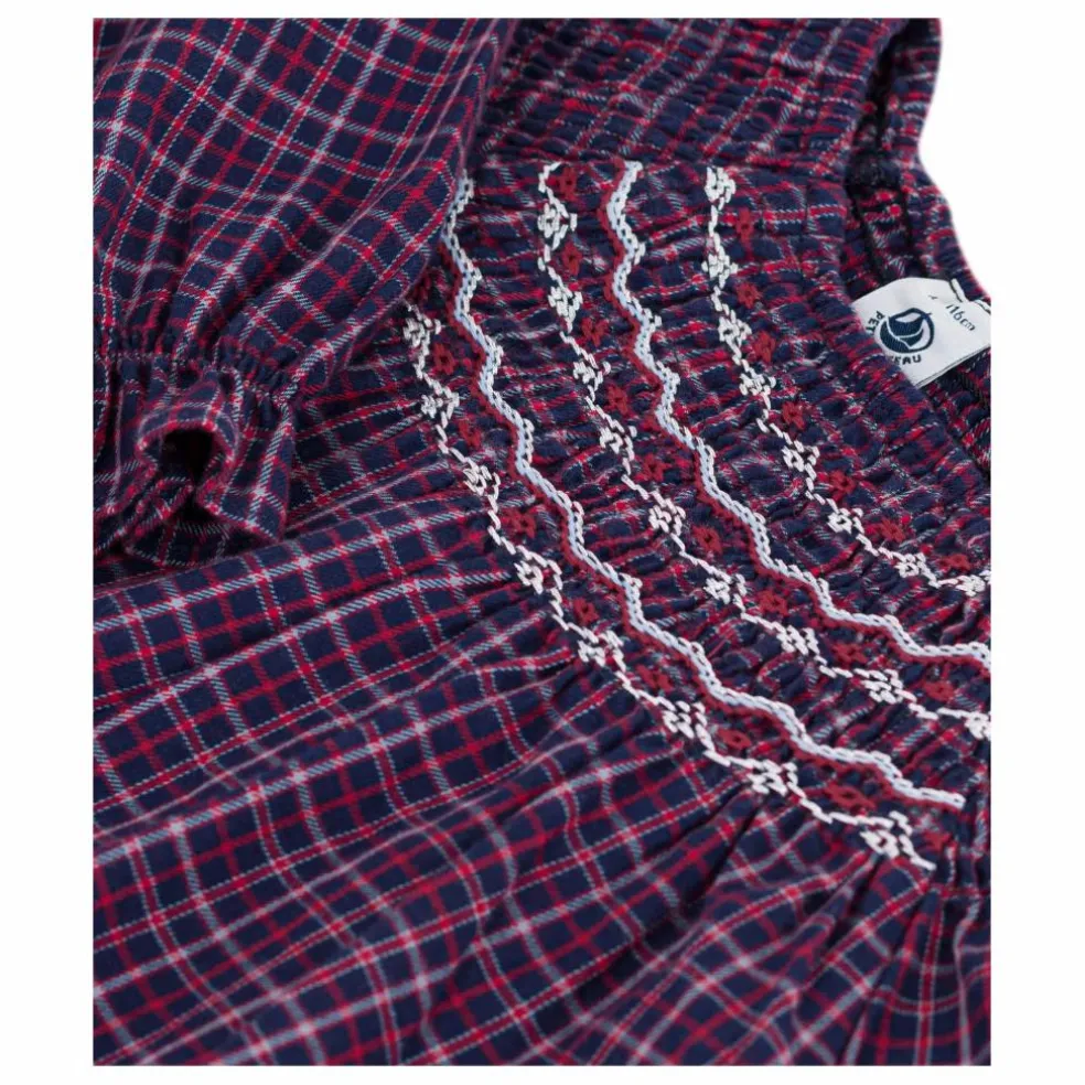 Robe Volants Carreaux Coton Bio | Bleu marine