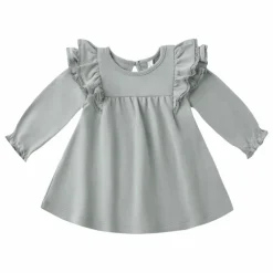 Robe Volants Coton Bio | Bleu gris