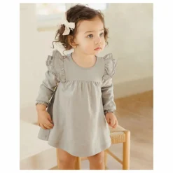 Robe Volants Coton Bio | Bleu gris