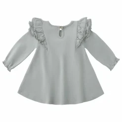 Robe Volants Coton Bio | Bleu gris