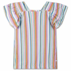 Robe Volants Rayures Tencel | Blanc