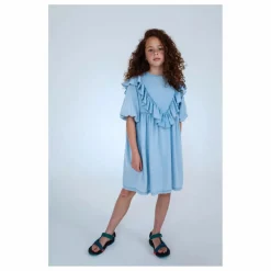 Robe Volants Tencel | Bleu Clair
