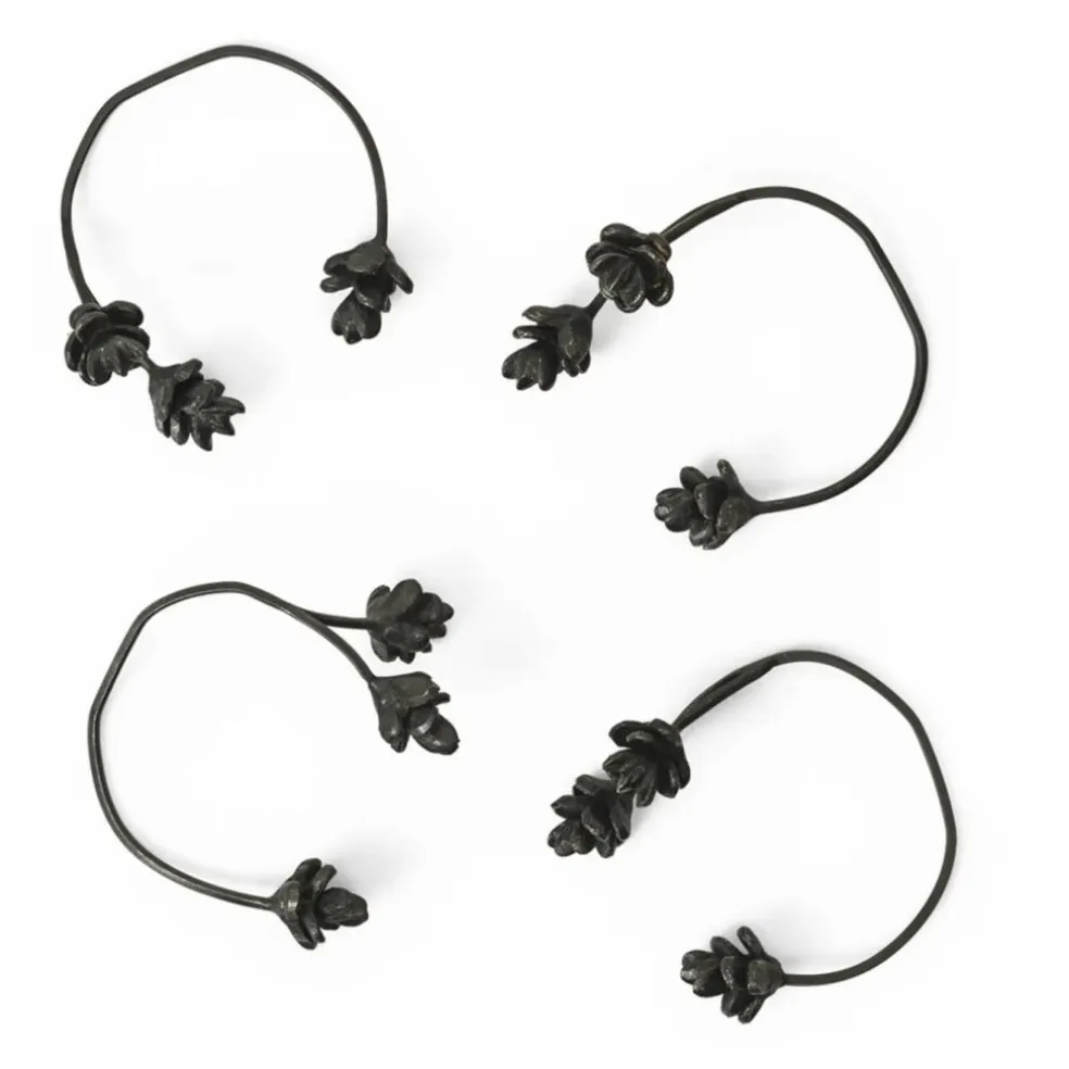 Rond de serviette en laiton - Set de 4 | Noir