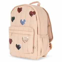 Sac à Dos Matelassé Juno Coeurs Brodés | Rose pâle