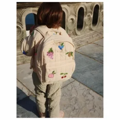 Sac à Dos Matelassé Juno Fruits Brodés | Beige
