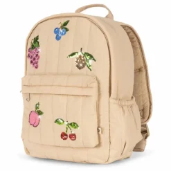 Sac à Dos Matelassé Juno Fruits Brodés | Beige