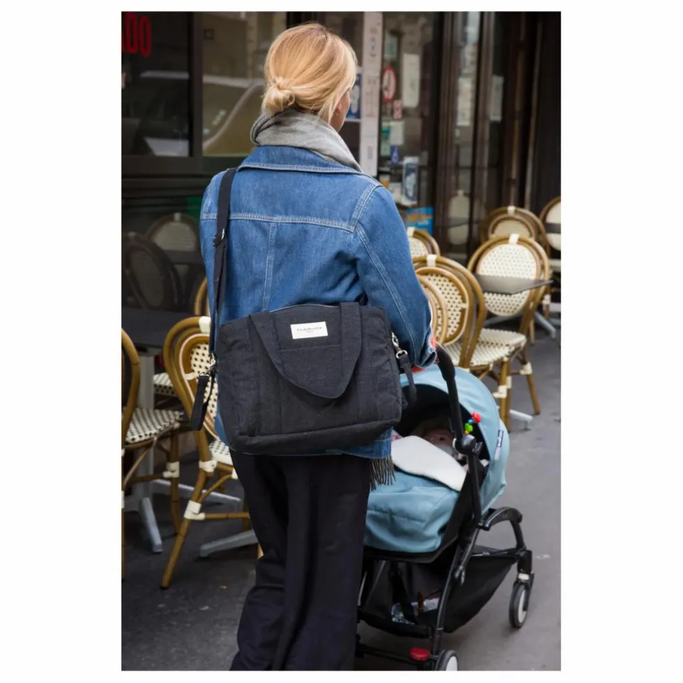 Sac à langer Mini Darcy en coton recyclé | Noir