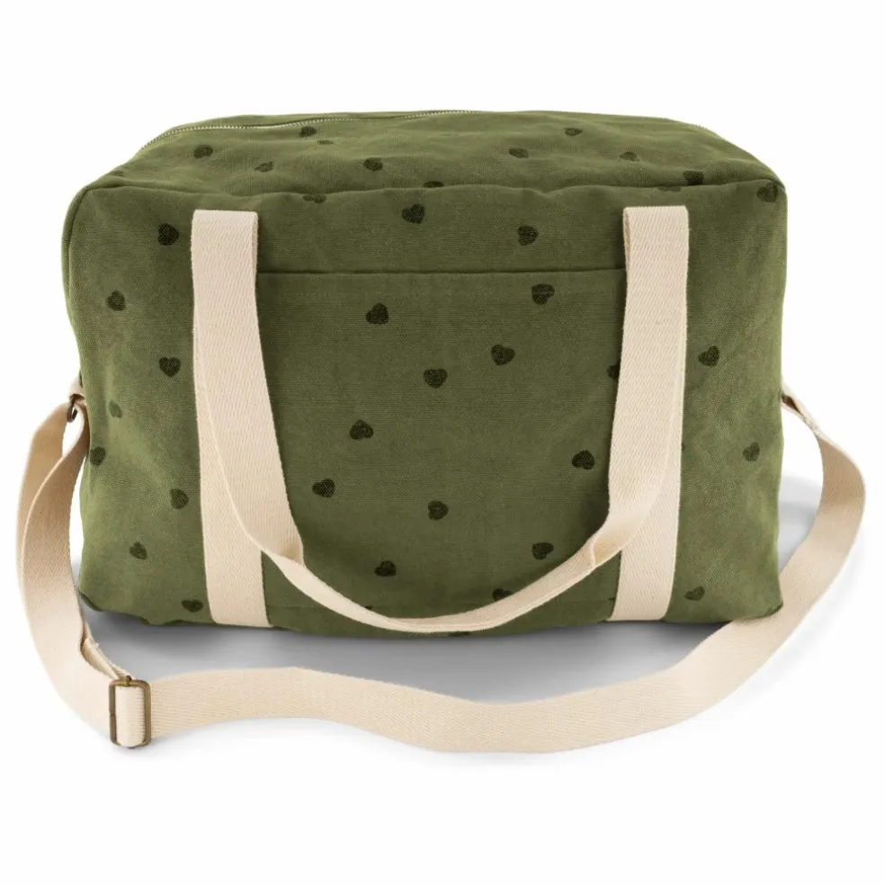 Sac à langer Raphaël imprimé cœurs | Vert kaki
