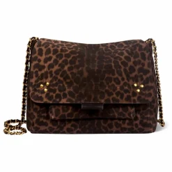Sac Lulu M Croûte Velours Léopard | Marron