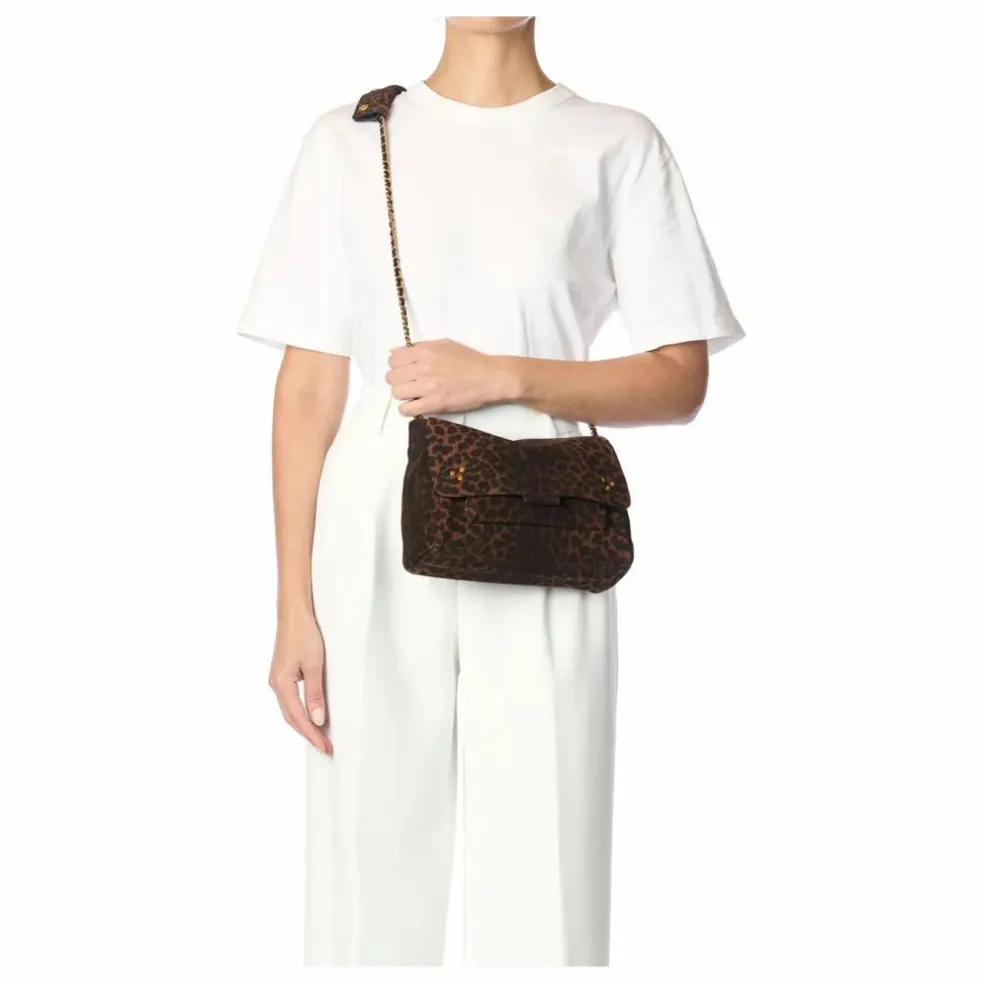 Sac Lulu M Croûte Velours Léopard | Marron