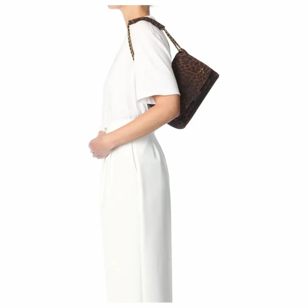 Sac Lulu M Croûte Velours Léopard | Marron