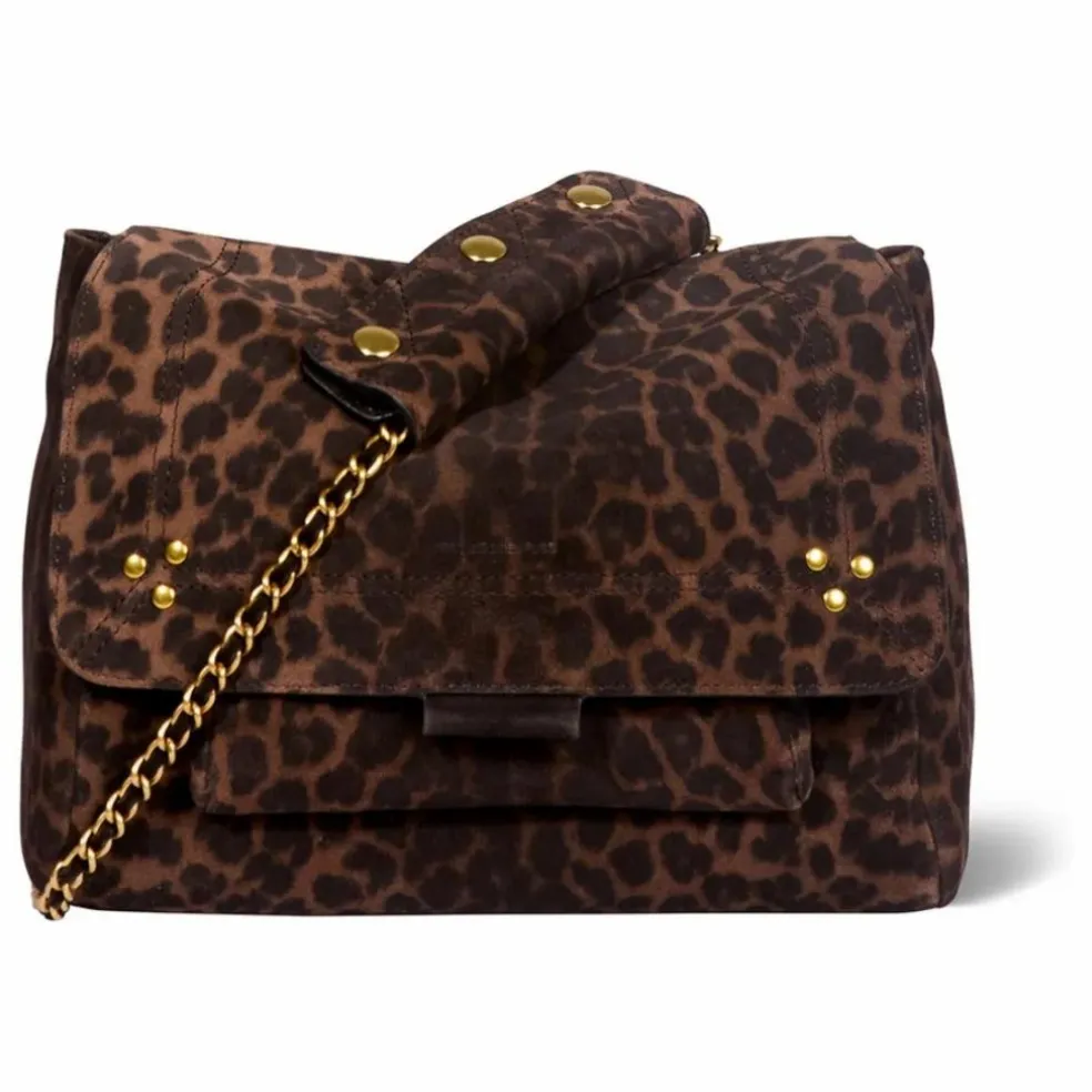 Sac Lulu M Croûte Velours Léopard | Marron