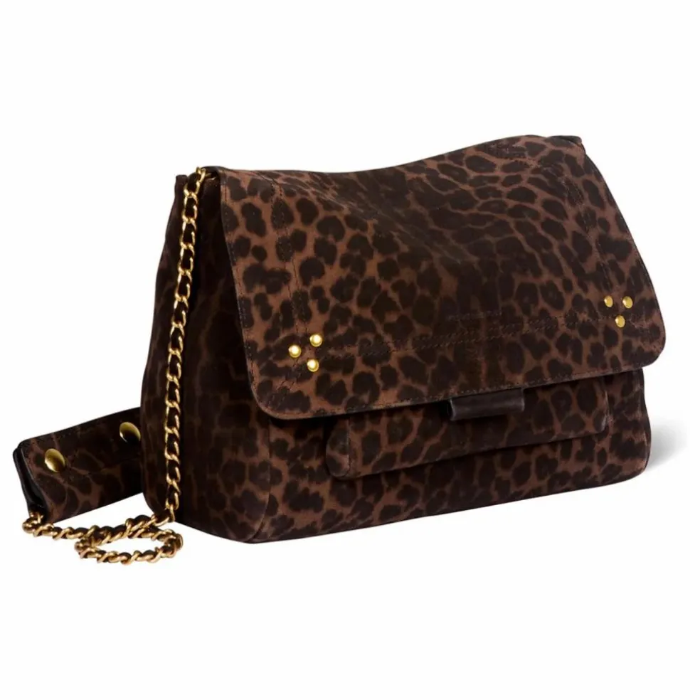 Sac Lulu M Croûte Velours Léopard | Marron
