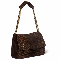 Sac Lulu M Croûte Velours Léopard | Marron