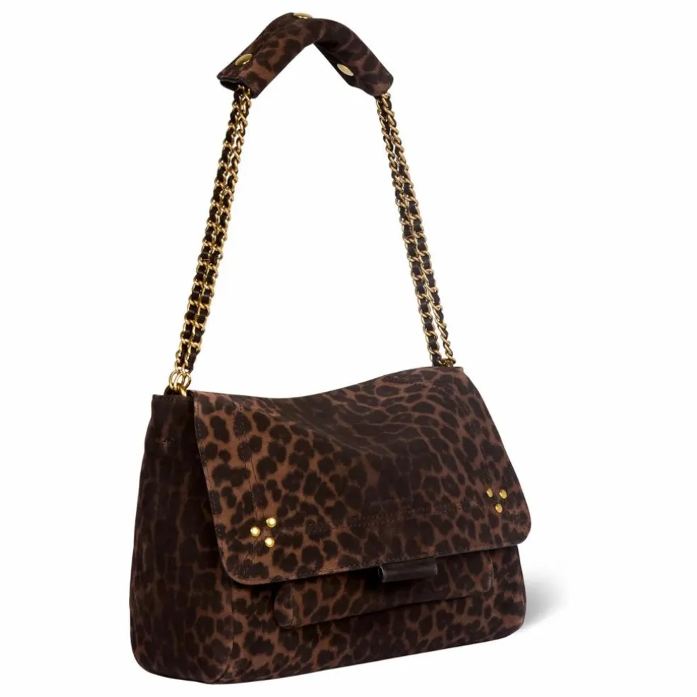 Sac Lulu M Croûte Velours Léopard | Marron