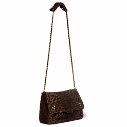 Sac Lulu M Croûte Velours Léopard | Marron