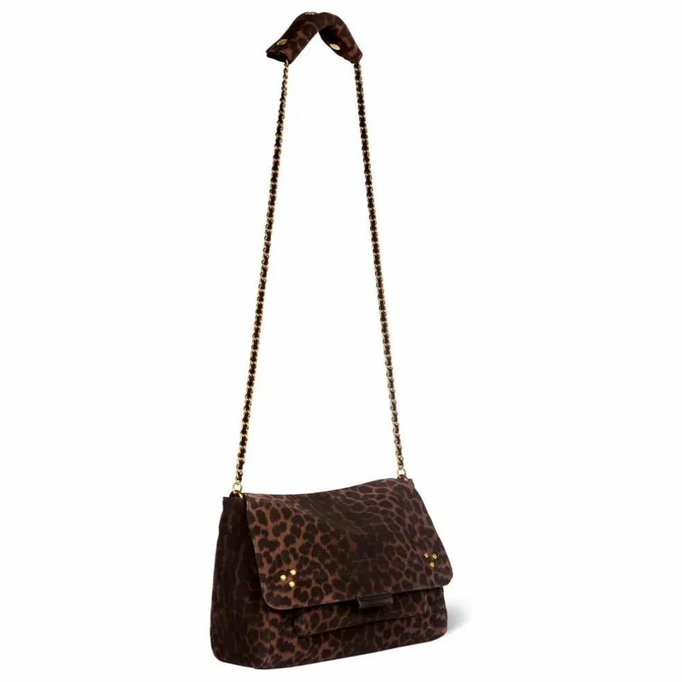 Sac Lulu M Croûte Velours Léopard | Marron