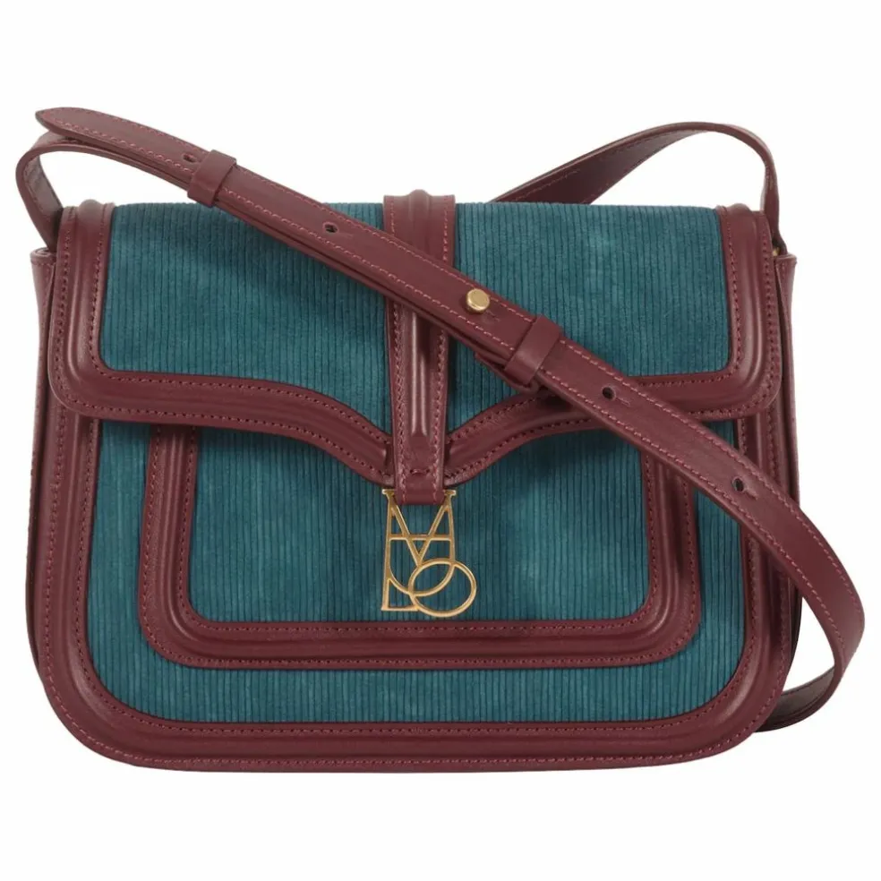 Sac Noah Velours Côtelé et Cuir | Bleu pétrole
