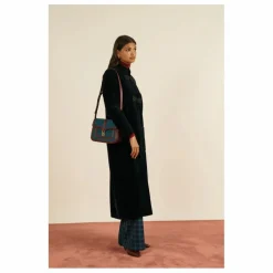Sac Noah Velours Côtelé et Cuir | Bleu pétrole