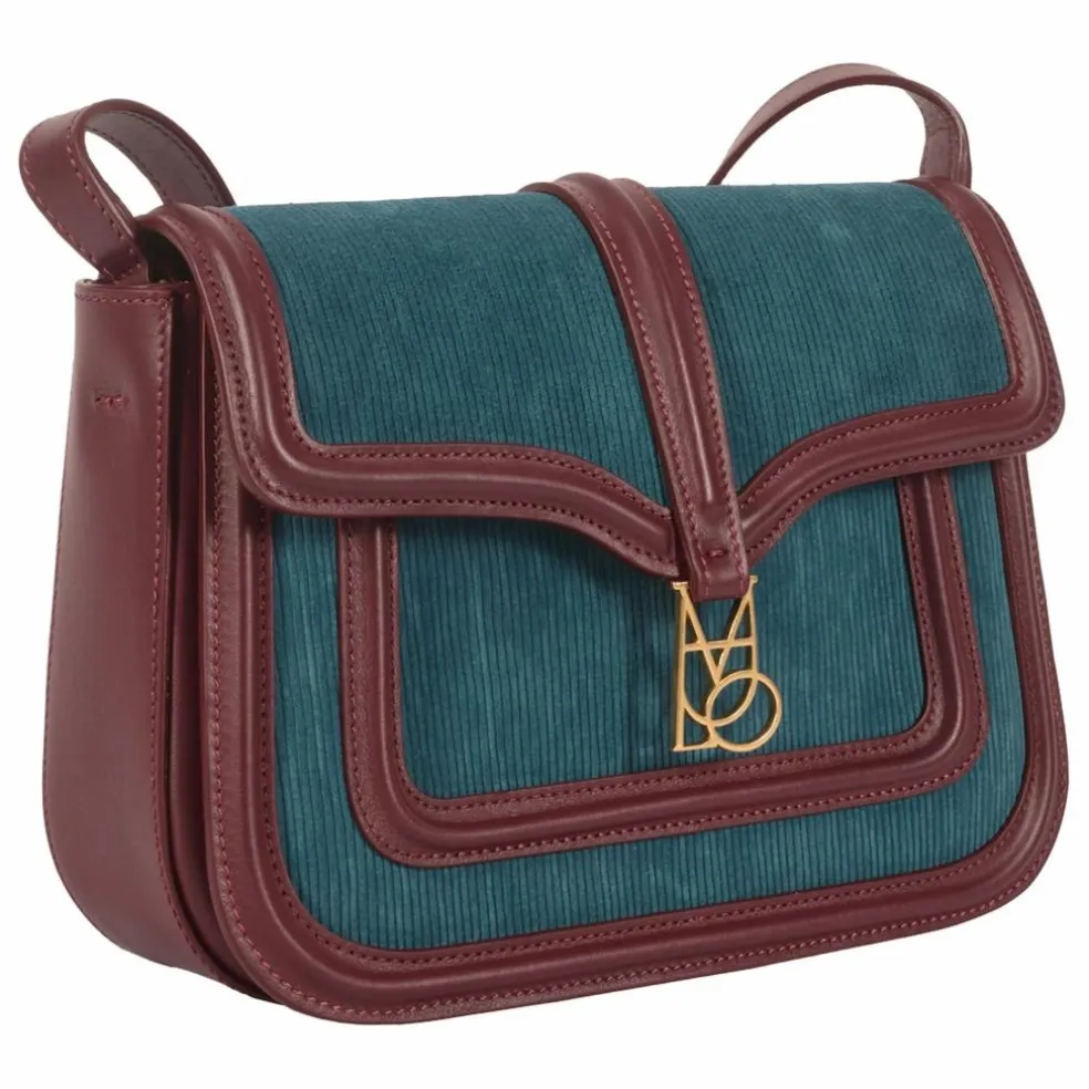 Sac Noah Velours Côtelé et Cuir | Bleu pétrole