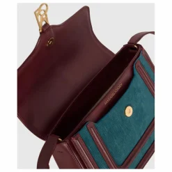 Sac Noah Velours Côtelé et Cuir | Bleu pétrole