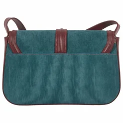 Sac Noah Velours Côtelé et Cuir | Bleu pétrole