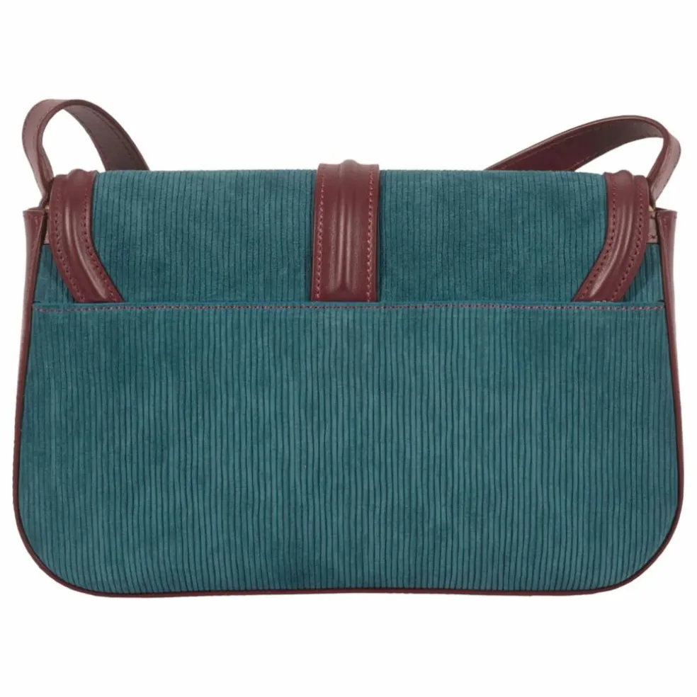 Sac Noah Velours Côtelé et Cuir | Bleu pétrole