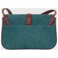 Sac Noah Velours Côtelé et Cuir | Bleu pétrole