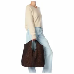 Sac Paco Croûte Velours Léopard | Marron