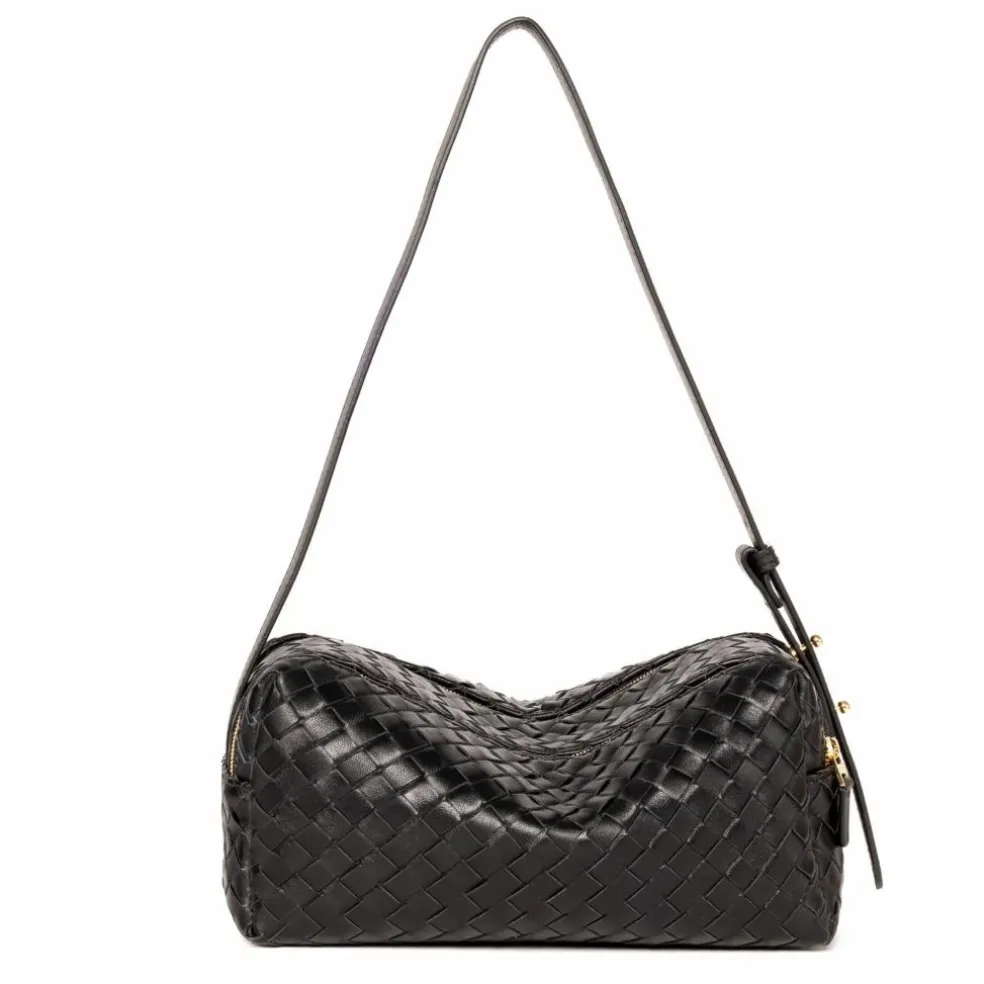 Sac Trousse Cuir Tressé | Noir