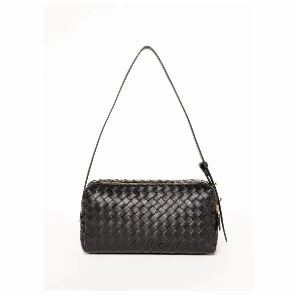 Sac Trousse Cuir Tressé | Noir